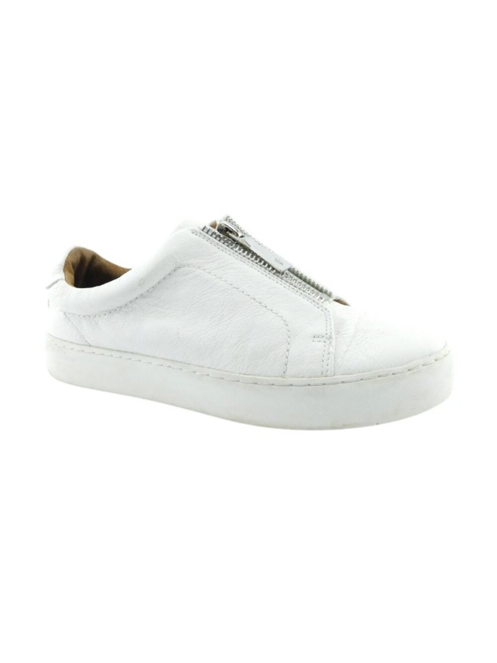 FRYE Logo Zip White Leather Court Sneakers 8